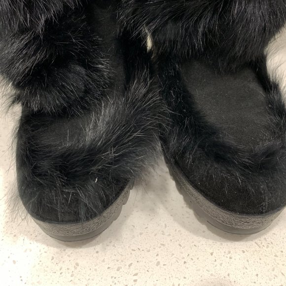 💖COACH Black Suede Rabbit Fur Boots Italian NWOT - Picture 10 of 11
